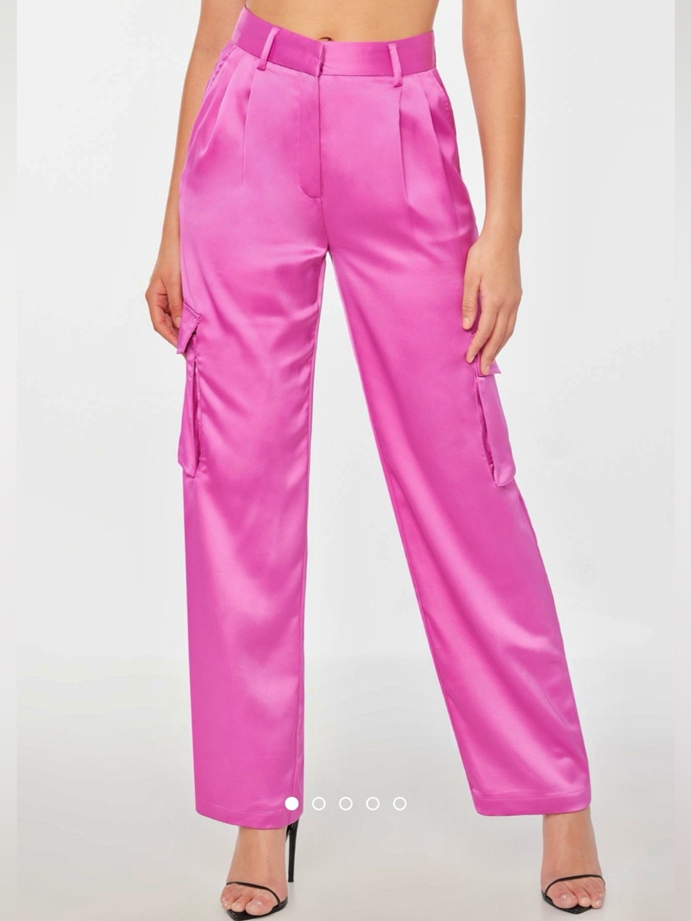 Dynamite Hot Pink Satin Cargo Pants
